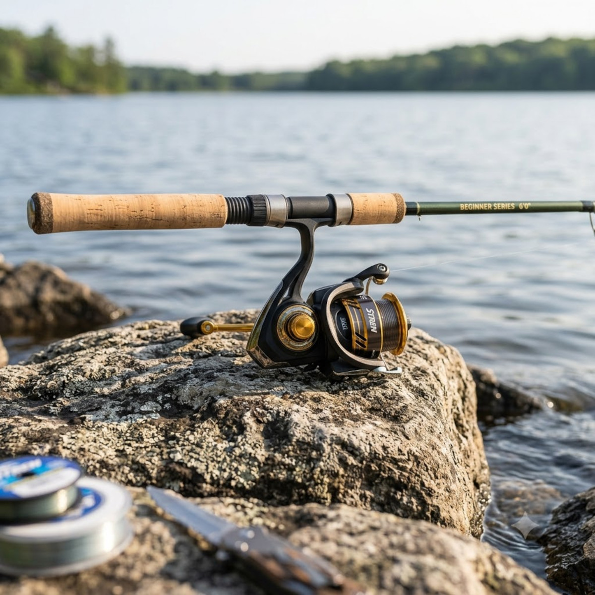 Ensemble canne et moulinet spinning pour débuter la pêche