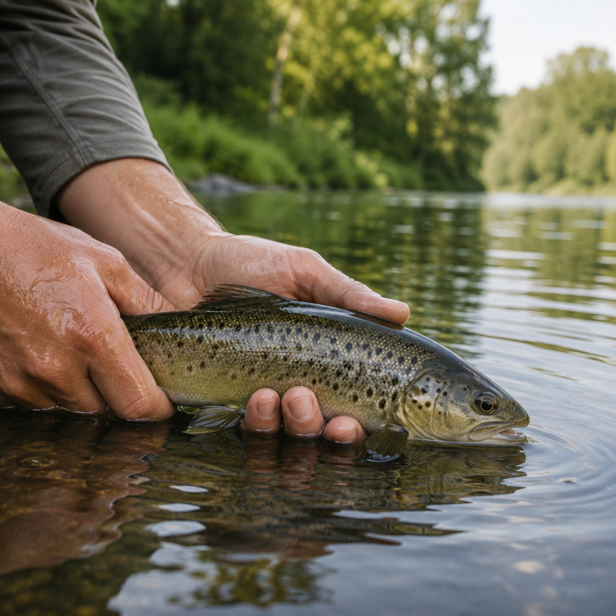 Remise à l'eau d'un poisson dans le respect du no-kill